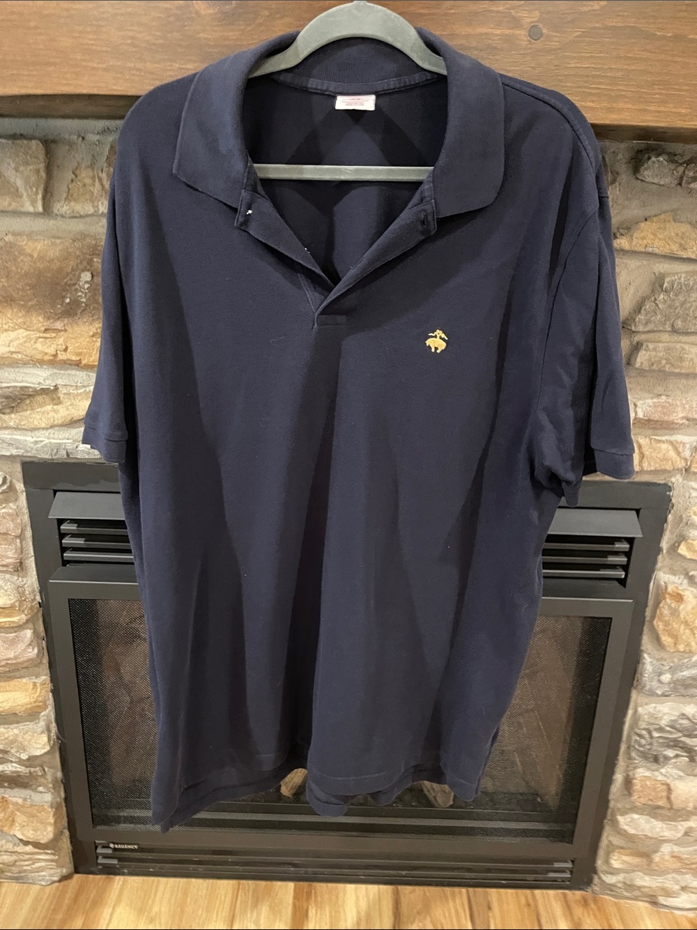 Men's Brooke Brothers Navy Polo Shirt with Subtle Gold Crest